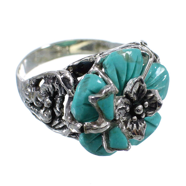 Authentic Sterling Silver Turquoise Flower And Dragonfly Ring Size 6-1/4 RX82650